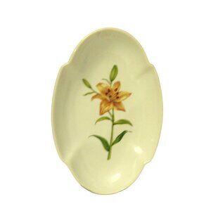 Martha Stewart Floral Ceramic Serving Dish w Day Lily Design Botanical Garden